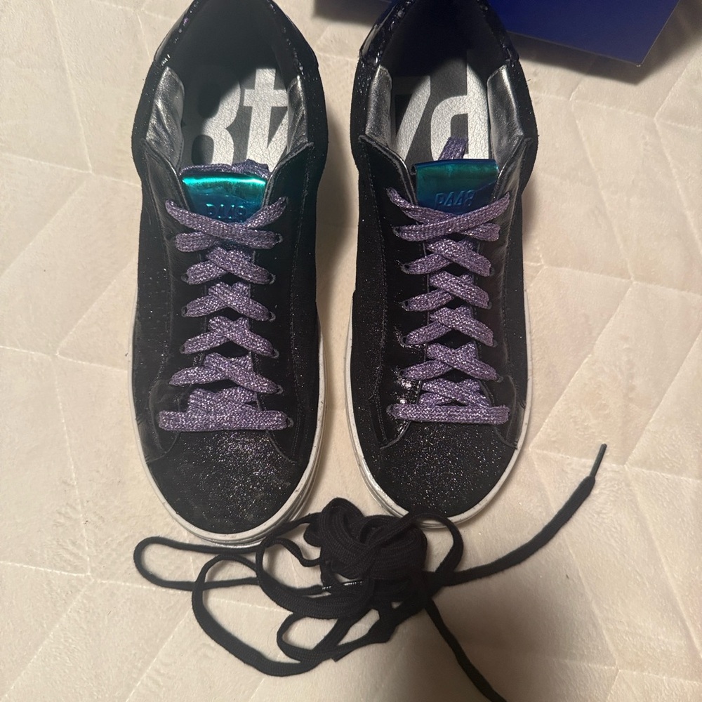 P448 Black and Purple Glitter Sneakers